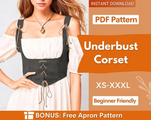 Underbust Corset Pattern | Corset Top Pattern | Sewing Patterns | Women Sewing Pattern | Corset Belt, Corset Sewing Pattern, Bustier Pattern