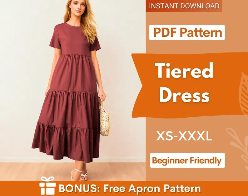 Tiered Dress Sewing Pattern | Dress Pattern | Sewing Patterns | Women Sewing Universe Tiered Dress Sewing Pattern | Dress Pattern | Sewing Patterns | Women Sewing Universe