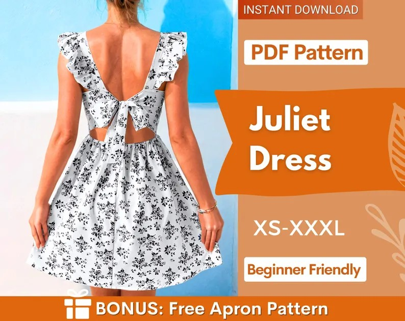 Tie Back Dress Sewing Pattern | Summer Dress Pattern Tie Back Dress Sewing Pattern | Summer Dress Pattern