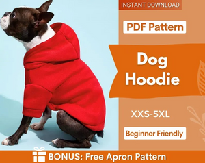 Dog Pattern, XXS-5XL, Dog Hoodie Sewing Pattern, PDF Sewing Pattern Pet, Pattern Dog, Instant Download, Pet Pattern, Sewing pattern for dog
